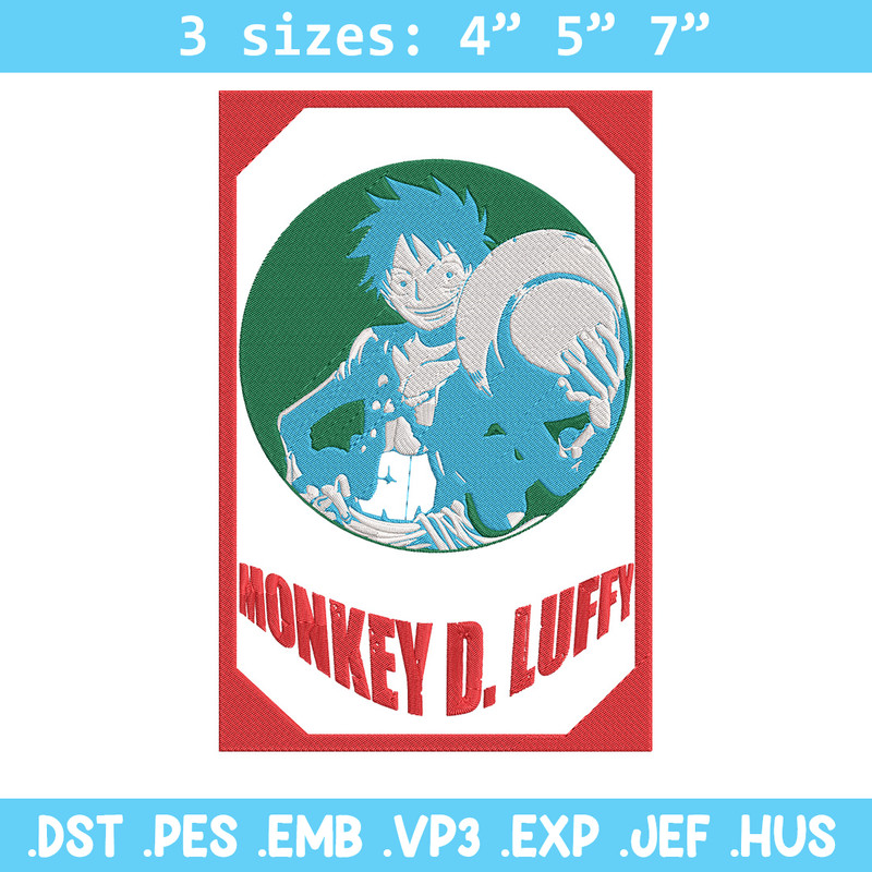 Poster luffy Embroidery Design, One piece Embroidery, Embroidery File, Anime Embroidery, Anime shirt, Digital download.jpg