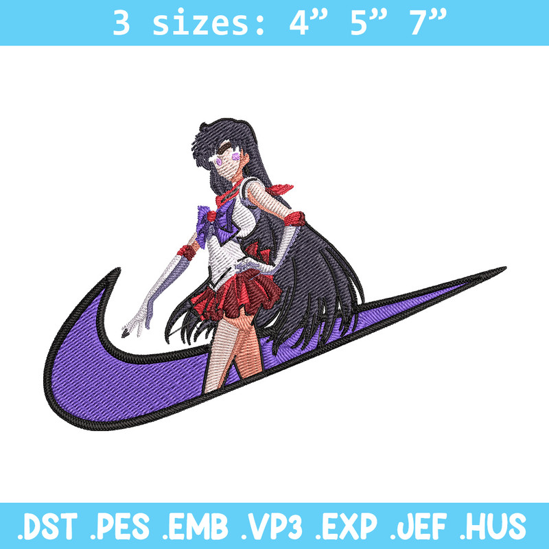 Sailor Mars Embroidery Design, Sailor Moon Embroidery, Embroidery File, Nike Embroidery, Anime shirt, Digital download.jpg