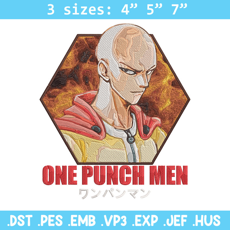 Saitama poster Embroidery Design, One punch man Embroidery, Embroidery File, Anime Embroidery, Anime shirt.jpg