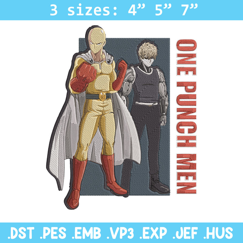 Saitama x genos Embroidery Design, One punch man Embroidery, Embroidery File, Anime Embroidery, Anime shirt.jpg