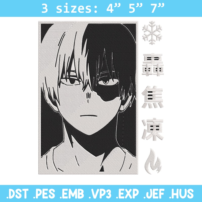 Shouto poster Embroidery Design, Mha Embroidery, Embroidery File, Anime Embroidery, Anime shirt, Digital download.jpg