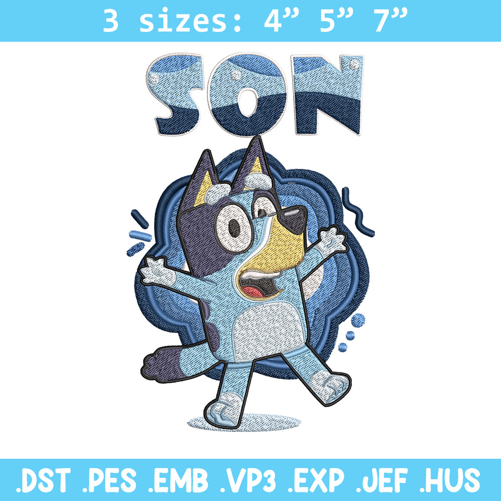Son Bluey Embroidery, Bluey Cartoon Embroidery, cartoon Embroidery, cartoon shirt, Embroidery File, Instant download..jpg