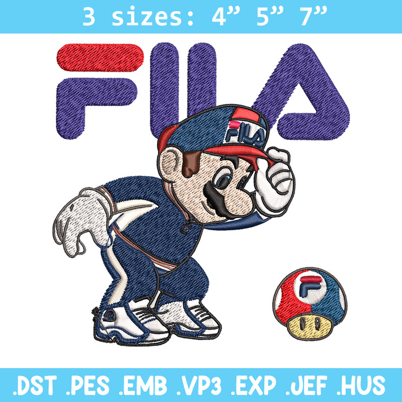 Super Mario Fila Embroidery design, Super Mario Embroidery, cartoon design, Embroidery File, Fila logo, Instant download.jpg