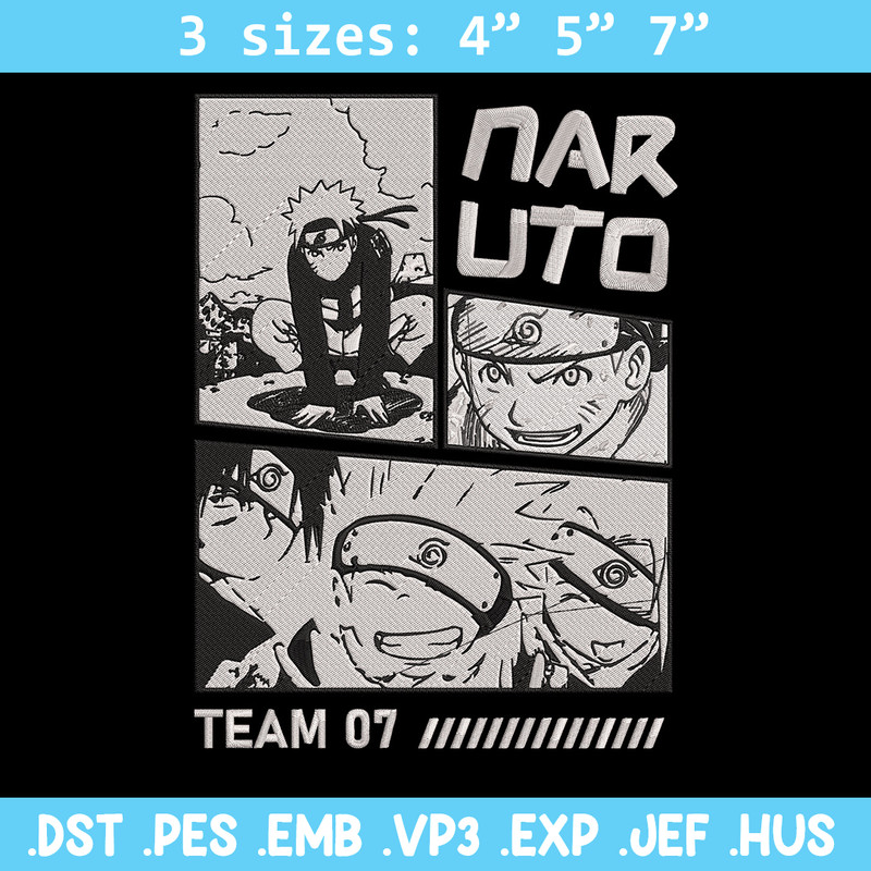 Team 07 naruto Embroidery Design, Naruto Embroidery, Embroidery File, Anime Embroidery, Anime shirt, Digital download.jpg