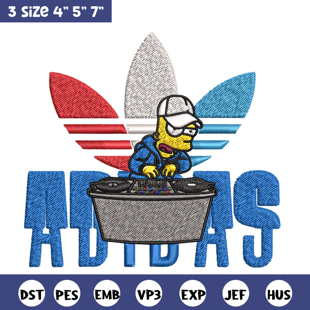 Bart dj adidas Embroidery Design, Adidas Embroidery, Brand Embroidery, Embroidery File, Logo shirt, Digital download.jpg
