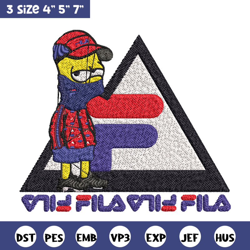 Bart Simpson Fila Embroidery design, Simpson Fila Embroidery, logo design, Embroidery File, Fila logo, Instant download..jpg