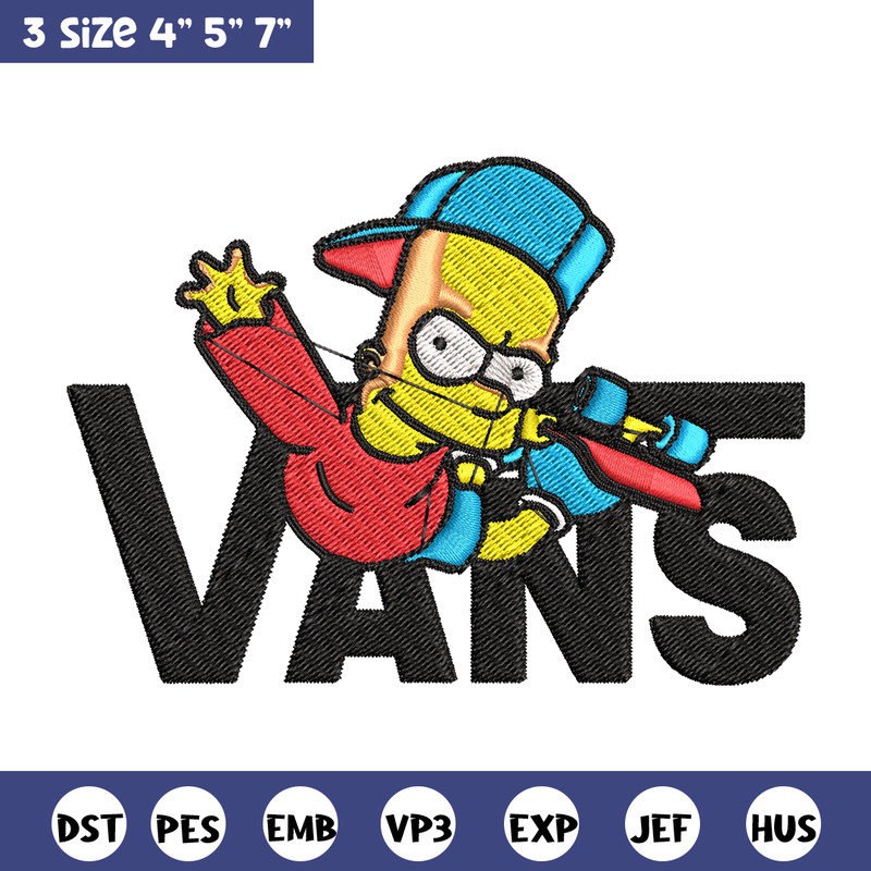 Bart Simpson Vans Embroidery design, Simpson Embroidery, cartoon design, Embroidery File, Digital download..jpg