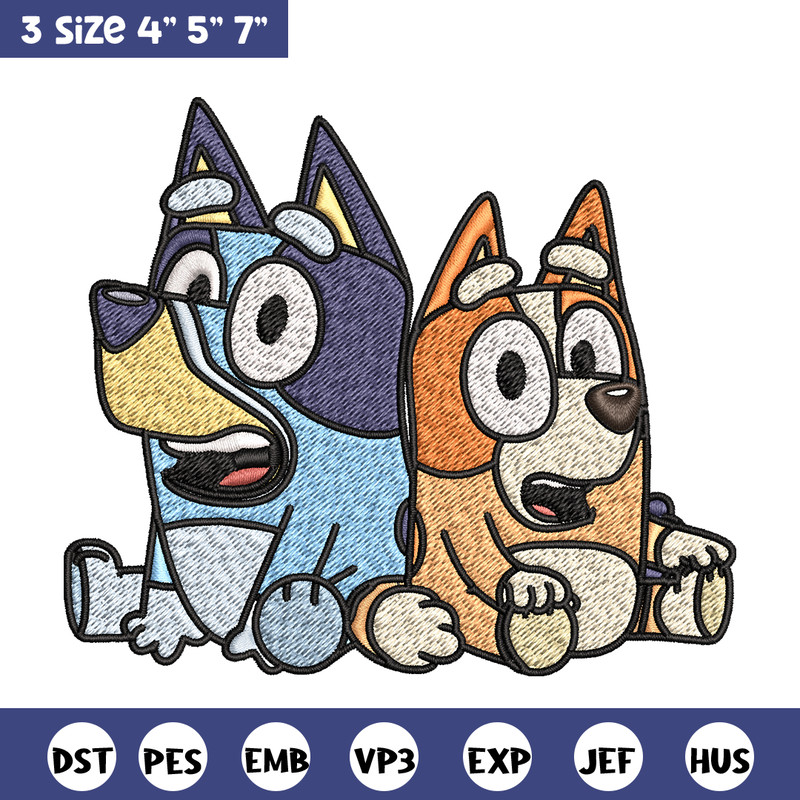 Bluey and Bingo Embroidery, Bluey Embroidery, Embroidery File, cartoon design, cartoon shirt, Digital download..jpg