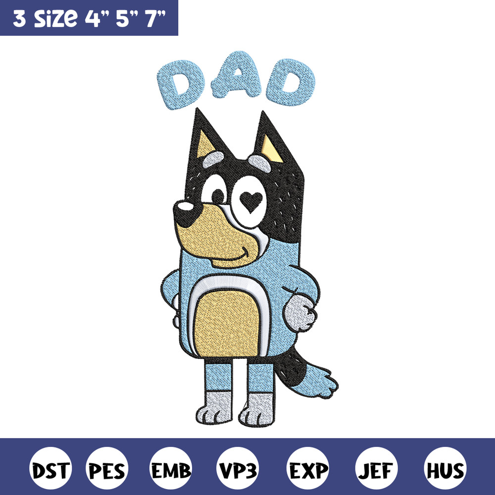 Bluey Dad Embroidery, Bandit Heeler Embroidery, Embroidery File, cartoon design, cartoon shirt, Digital download..jpg
