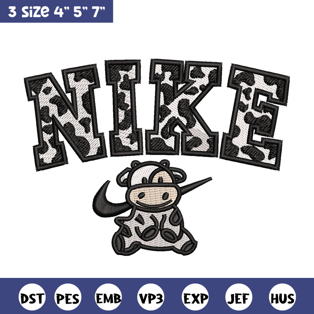 Dairy cow x nike embroidery design, Cow embroidery, Nike design, Embroidery shirt, Embroidery file, Digital download.jpg