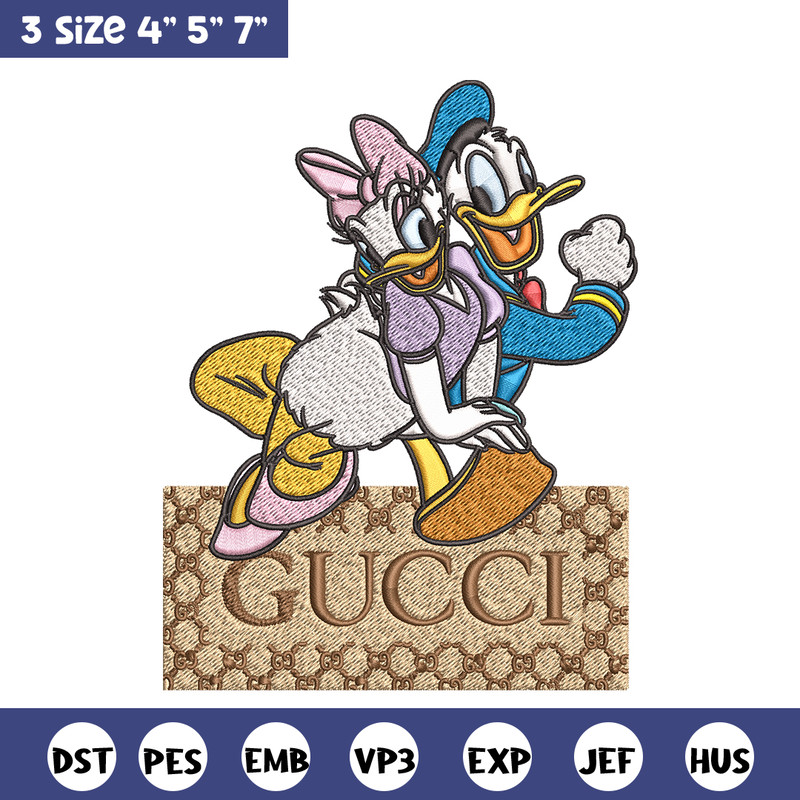 Daisy And Donald Duck Gucci Embroidery design, Disney Embroidery, cartoon design, Embroidery File, Instant download..jpg