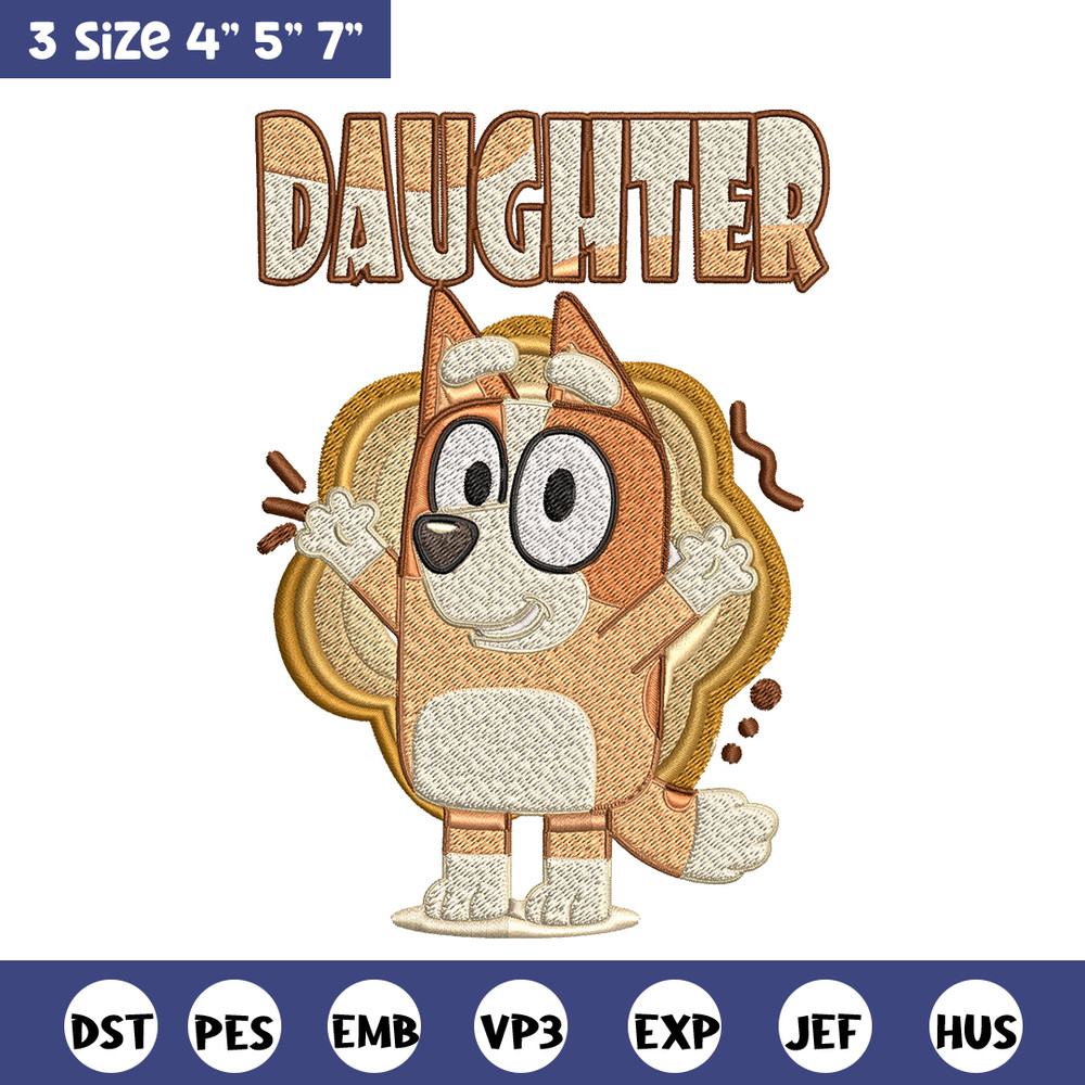 Daughter bluey Embroidery, Bluey Embroidery, cartoon Embroidery, cartoon shirt, Embroidery File, Instant download..jpg