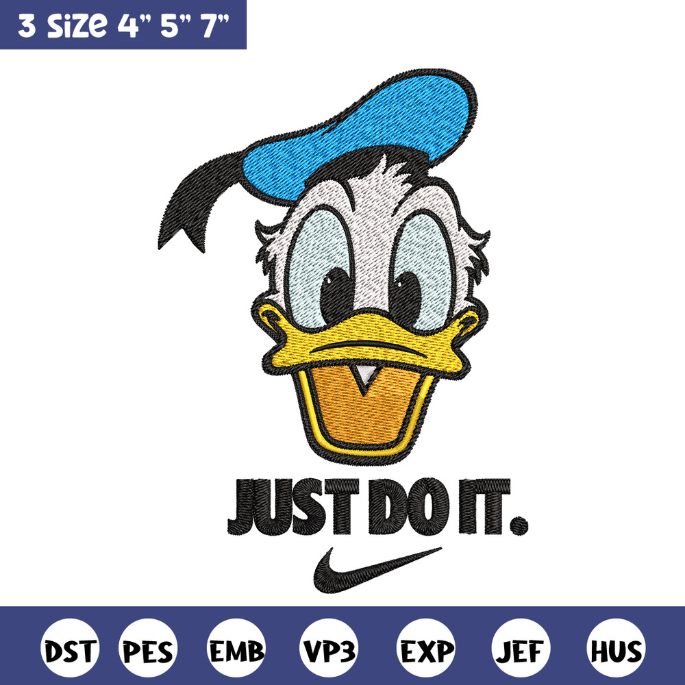 Donald Duck Nike Embroidery design, Donald Duck cartoon Embroidery, Nike design, Embroidery file, Instant download..jpg
