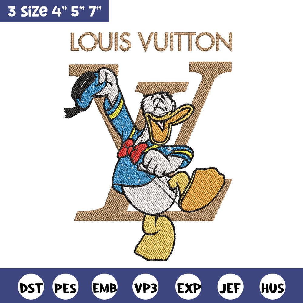 Duck cartoon lv Embroidery Design, LV Embroidery, Brand Embroidery, Embroidery File, Logo shirt, Digital download.jpg