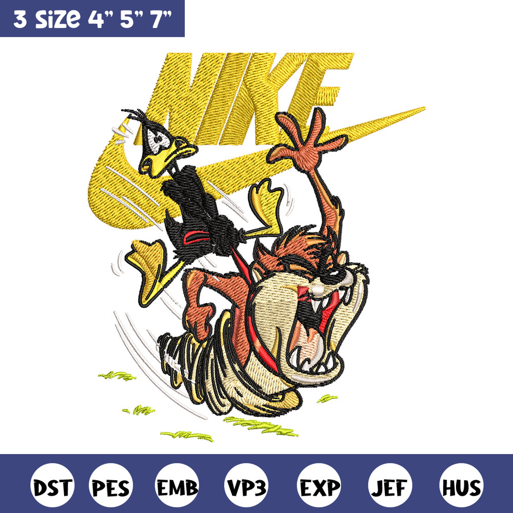 Duffy and Taz Nike Embroidery design, cartoon Embroidery, Nike design, Embroidery file, logo shirt, Instant download..jpg
