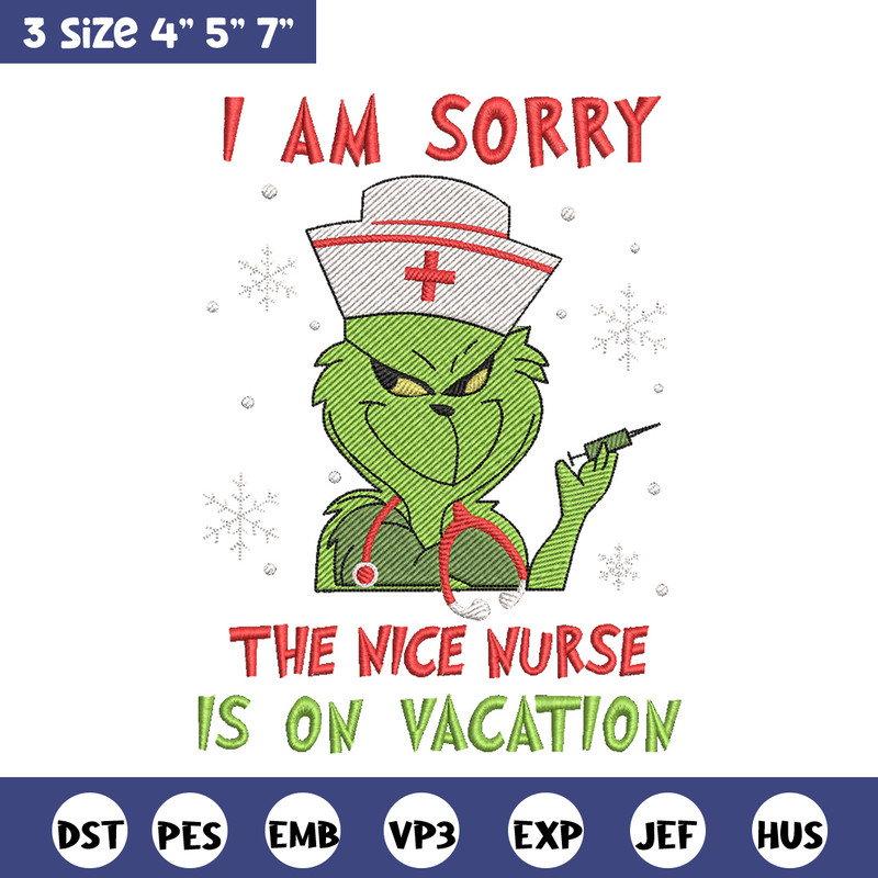 Grinch nurse embroidery design,Grinch embroidery,Chrismas design, Embroidery shirt, Embroidery file, Digital download.jpg