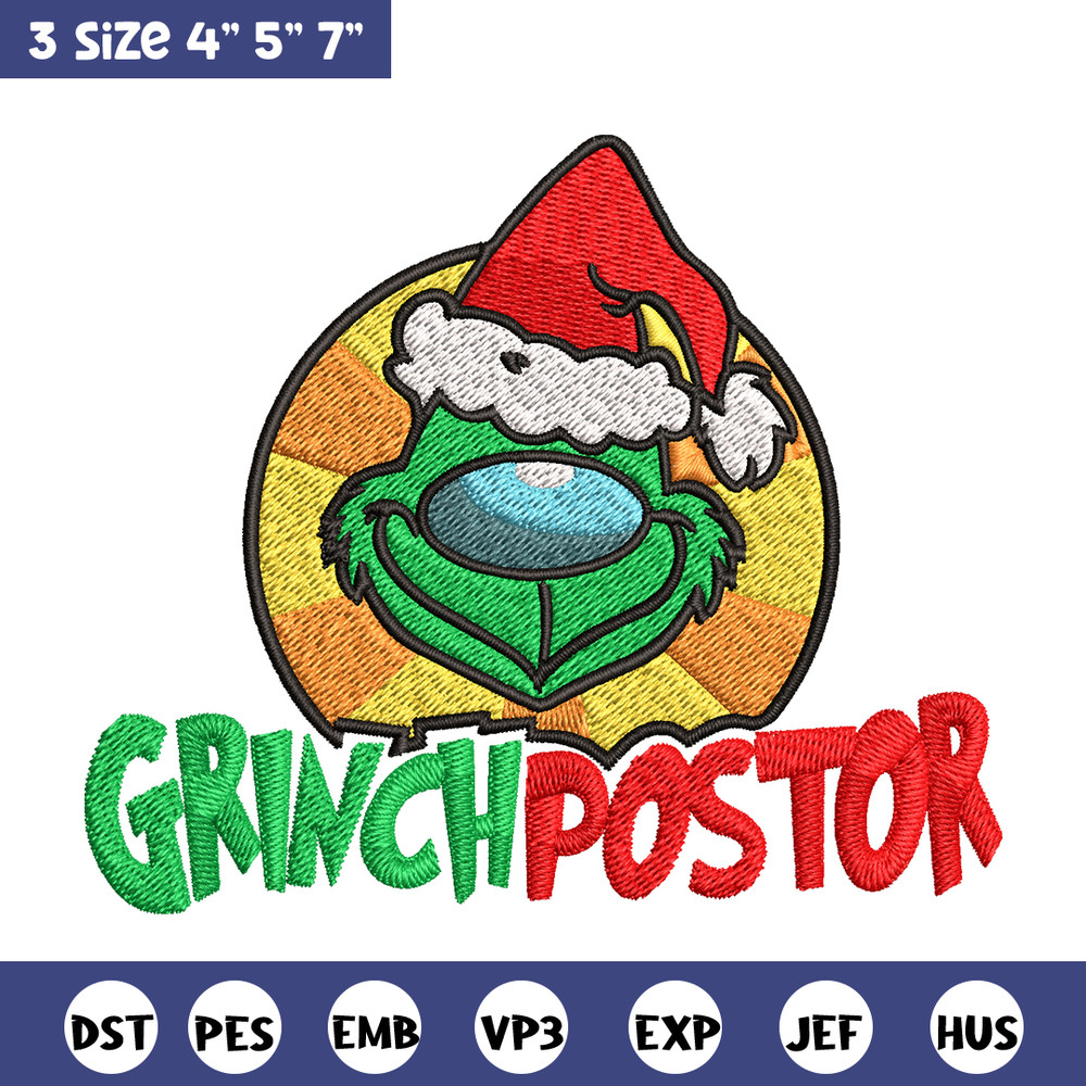 Grinch postor Christmas Embroidery design, Grinch christmas Embroidery, Grinch design, Embroidery file, Instant download.jpg