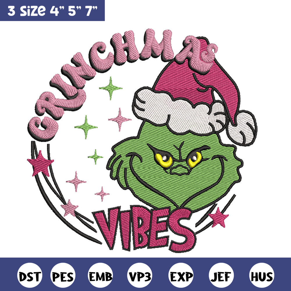 Grinch vibes embroidery design, Grinch embroidery, Chrismas design,Embroidery shirt, Embroidery file, Digital download.jpg