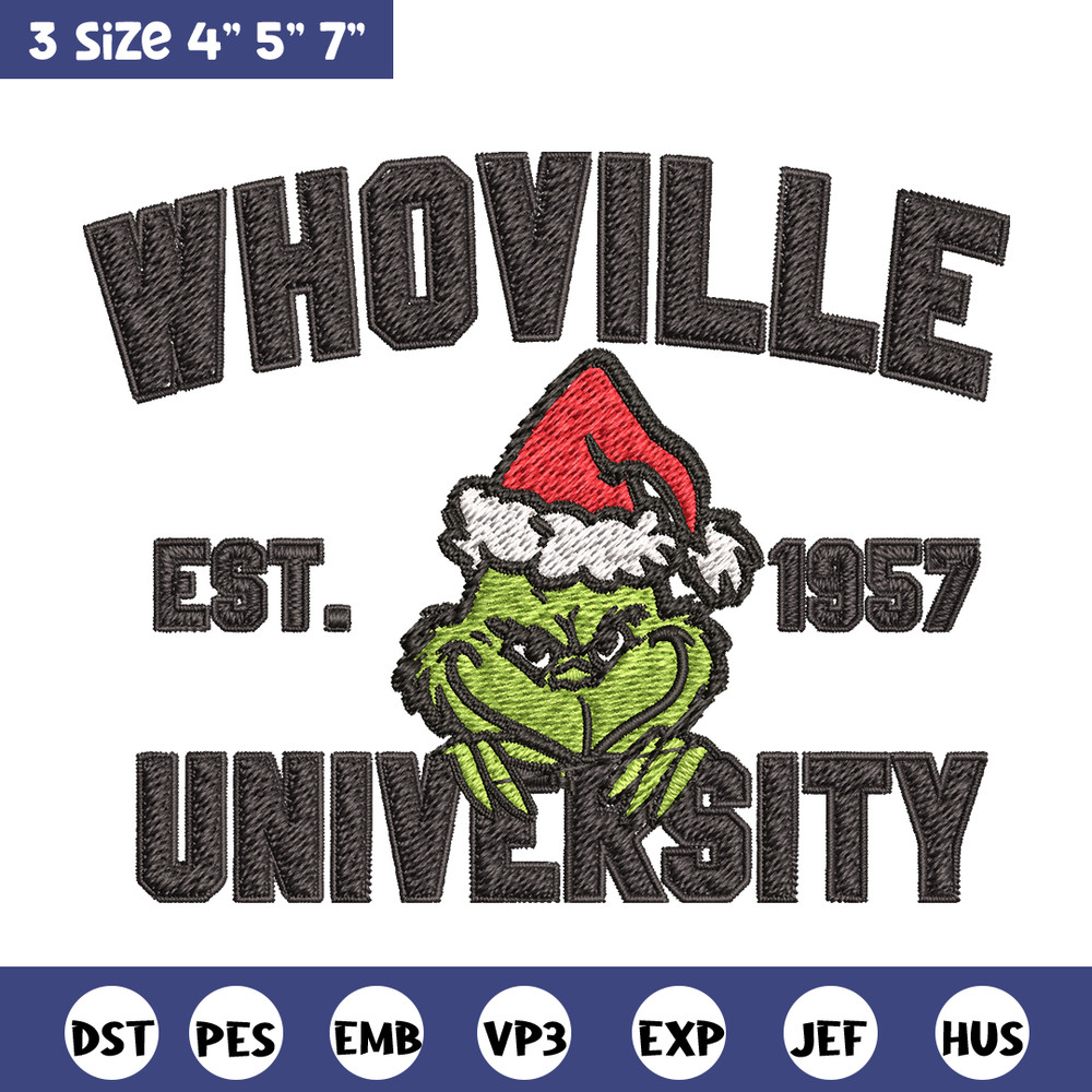 Grinch Whoville University Christmas Embroidery design, Grinch Christmas Embroidery, Grinch design, Digital download.jpg