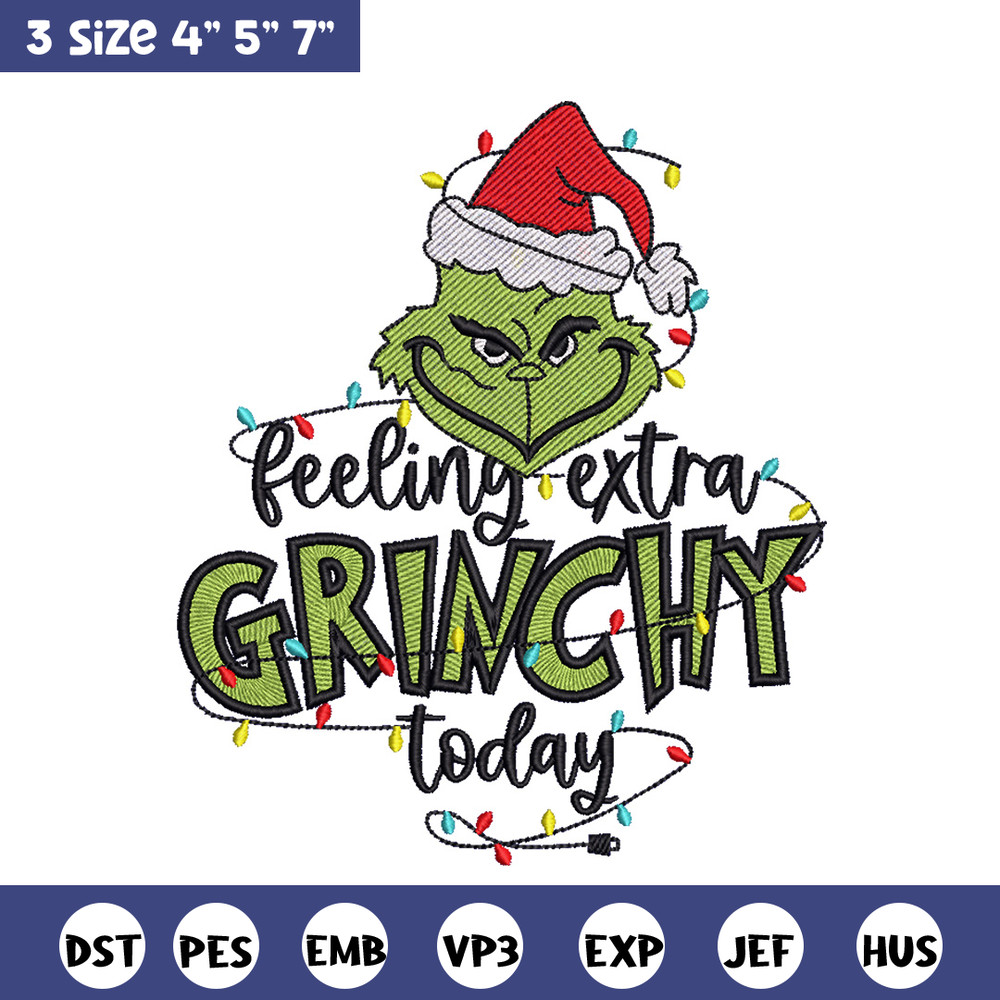 Grinchy today embroidery design,Grinch embroidery, Chrismas design, Embroidery shirt, Embroidery file, Digital download.jpg