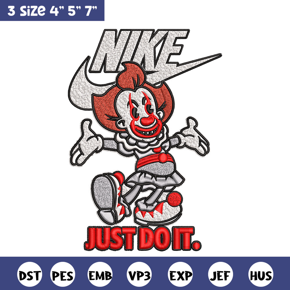 Just Do It Pennywise Embroidery design, Cartoon Embroidery, Nike design, Embroidery file, Nike logo. Instant download..jpg