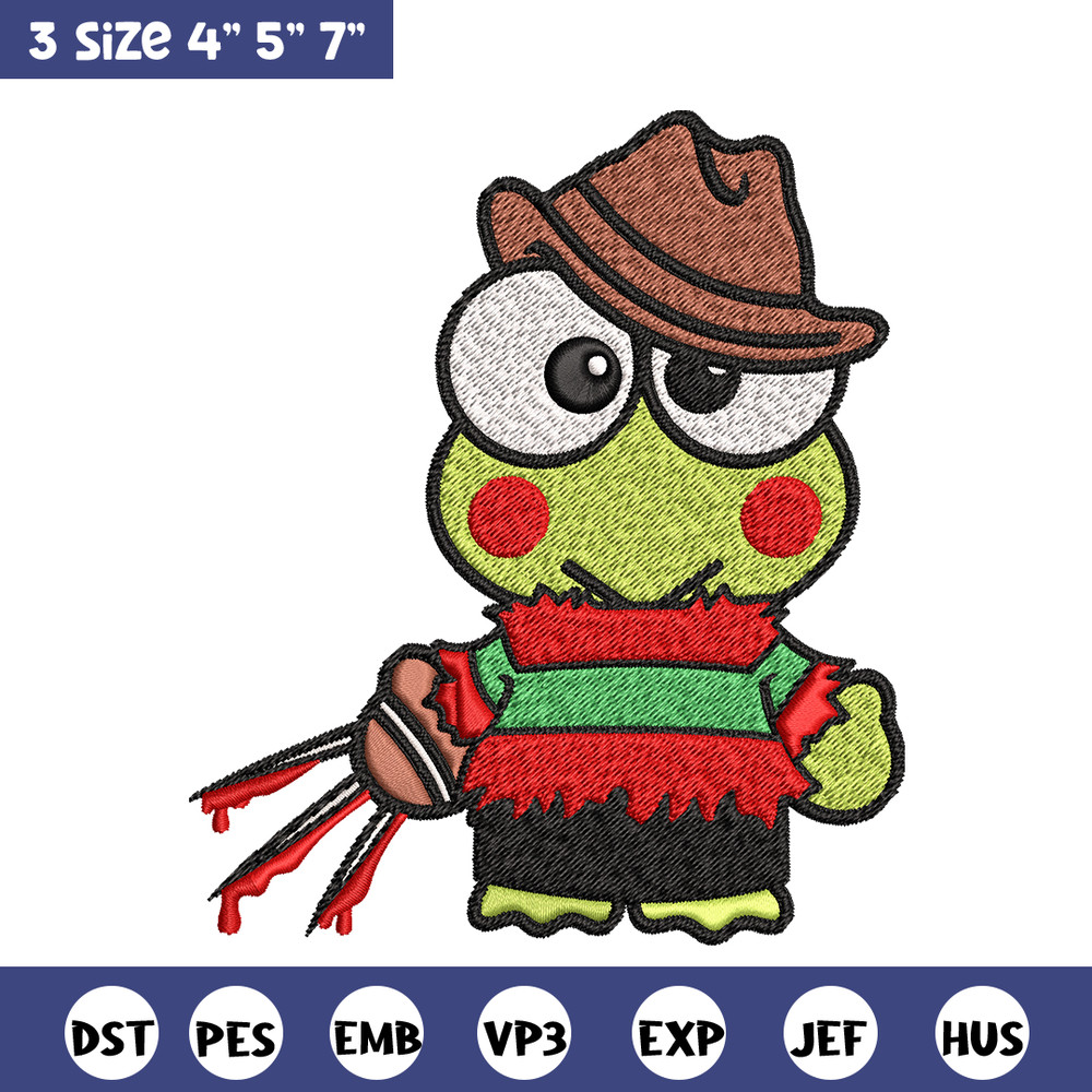 Keroppi Freddy Krueger Embroidery design, Horror Embroidery, horror design, Embroidery File, Digital download..jpg