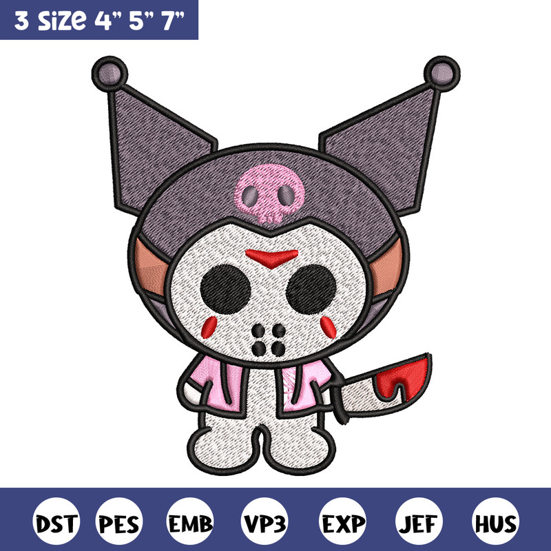 Kuromi Jason Voorhees Embroidery design, Halloween Embroidery, cartoon design, Embroidery File, Digital download.jpg