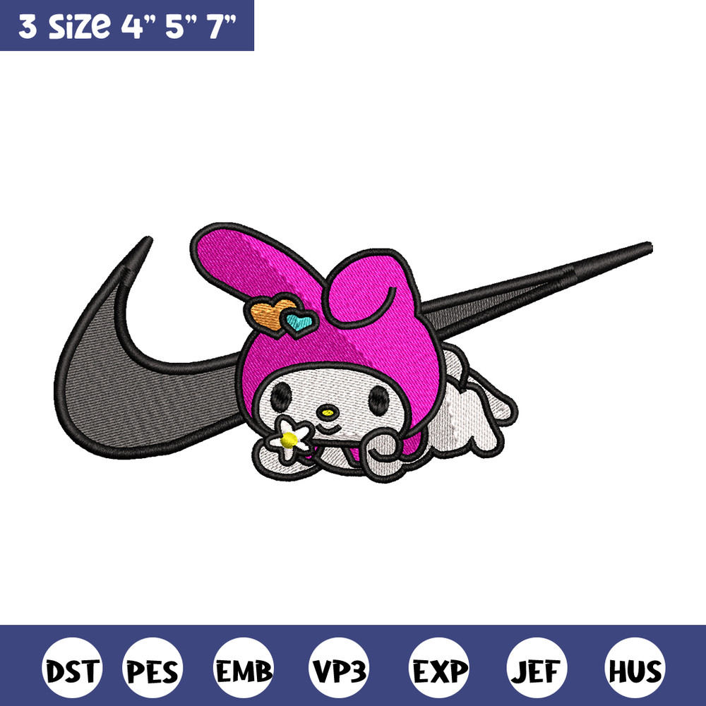 Kuromi Nike embroidery design, Hello kitty embroidery, Nike design, cartoon design, cartoon shirt, Digital download.jpg