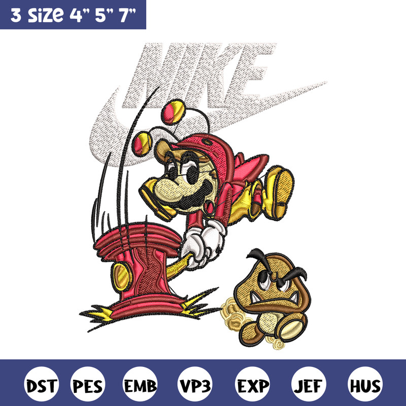 Mario bros Nike Embroidery design, Mario bros game Embroidery, Nike design, Embroidery file, Instant download..jpg