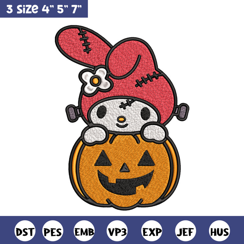 Melody pumpkin Embroidery design, Halloween Hello kitty Embroidery, cartoon design, Embroidery File, Digital download..jpg
