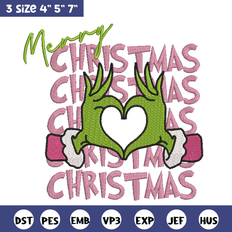 Merry chrismas embroidery design, Grinch embroidery, Chrismas design,Embroidery shirt, Embroidery file, Digital download.jpg