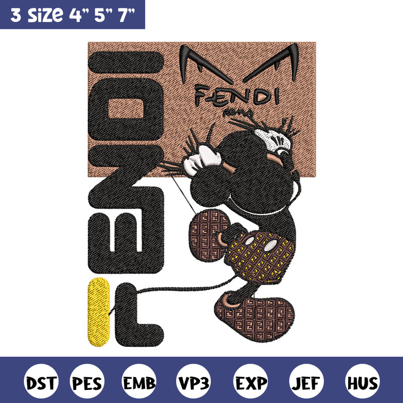 Mickey Fendi Logo Embroidery design, Mickey Mouse cartoon Embroidery, cartoon design, Embroidery File, Instant download..jpg
