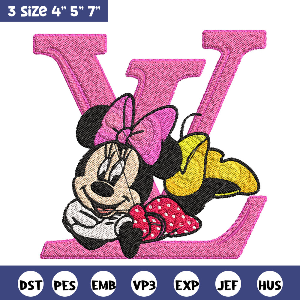 Minnie pink lv Embroidery Design, Lv Embroidery, Brand Embroidery, Embroidery File, Logo shirt, Digital download.jpg