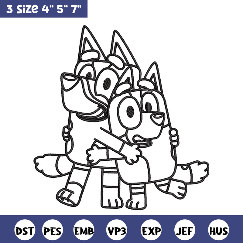 Mom and Dad Bluey Coloring Pages Embroidery, Bluey Embroidery, Embroidery File, cartoon design, Digital download..jpg