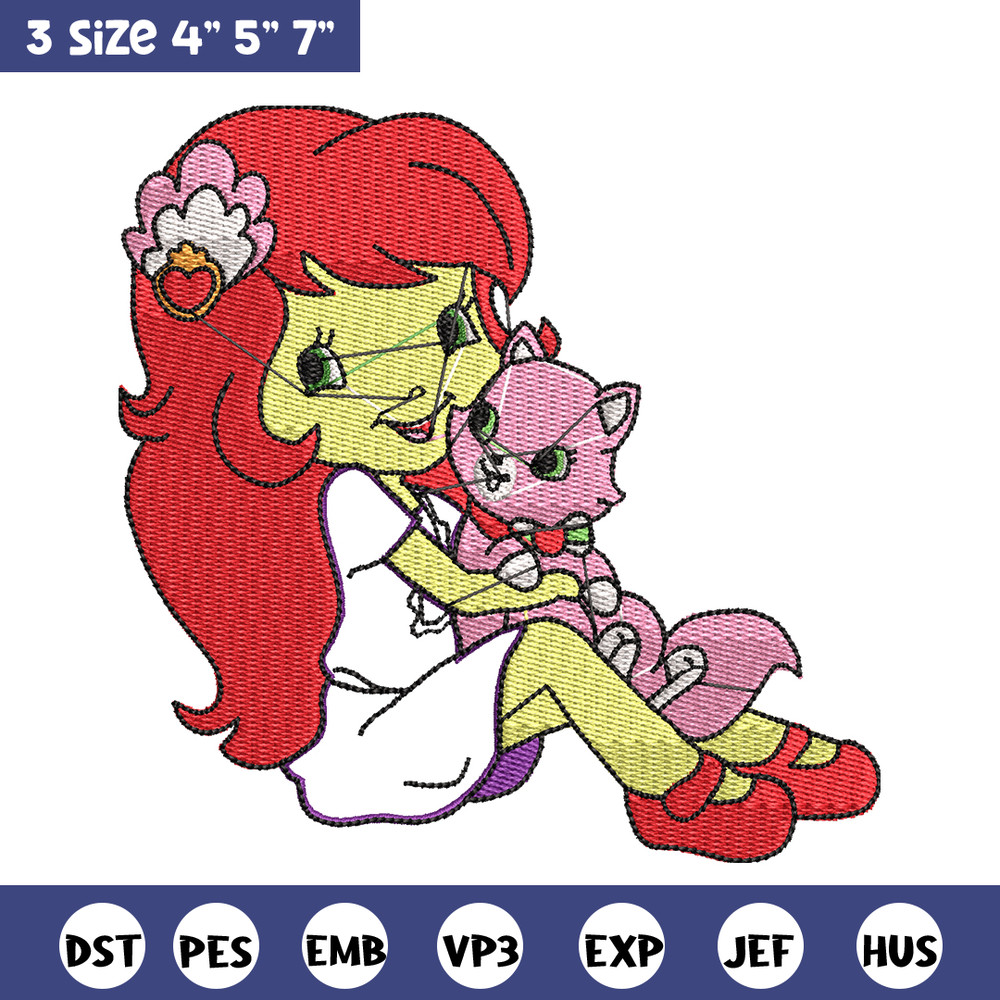 Morangunho gato aplique embroidery design, cartoon embroidery, Embroidery file, Nike design, Instant download.jpg