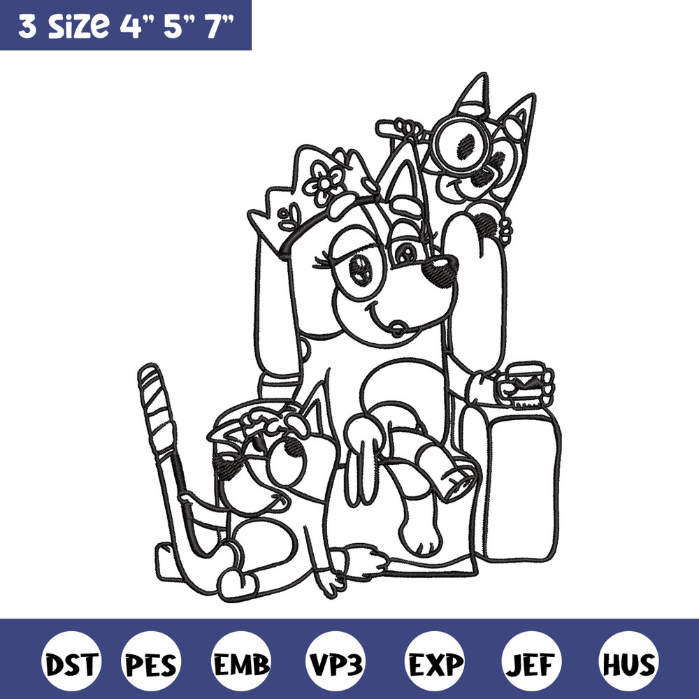 Mum bluey bingo Coloring Pages Embroidery, Bluey Embroidery, Embroidery File, cartoon design, Digital download..jpg