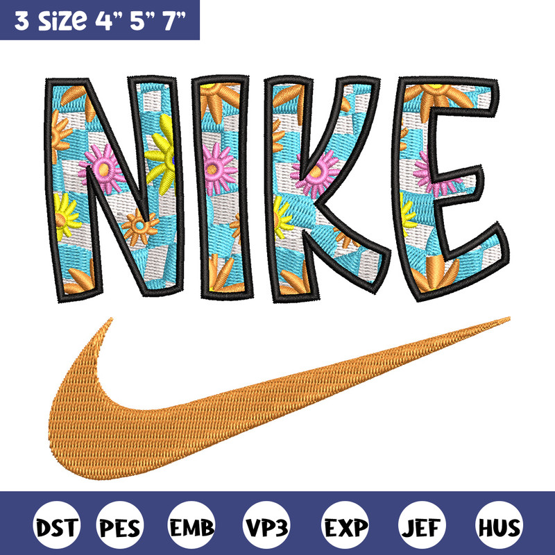 Nike flower embroidery design, Flower embroidery, Nike design, Embroidery shirt, Embroidery file,Digital download.jpg