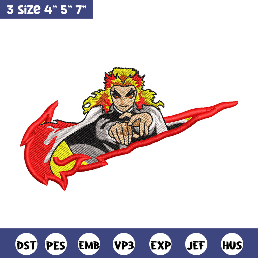 Nike Rengoku embroidery design, Kimetsu no Yaiba embroidery, Nike design, anime design, anime shirt, Digital download.jpg