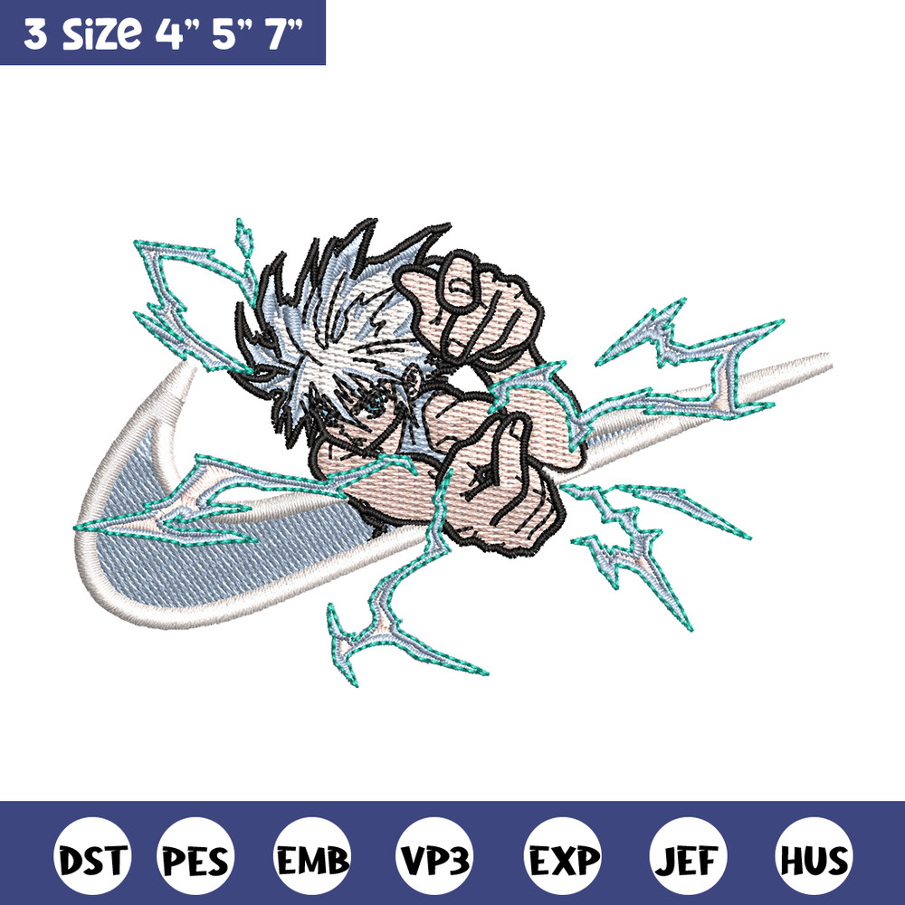 Nike x Killua embroidery design, Hunter x hunter embroidery, Nike design, anime design, anime shirt, Digital download.jpg