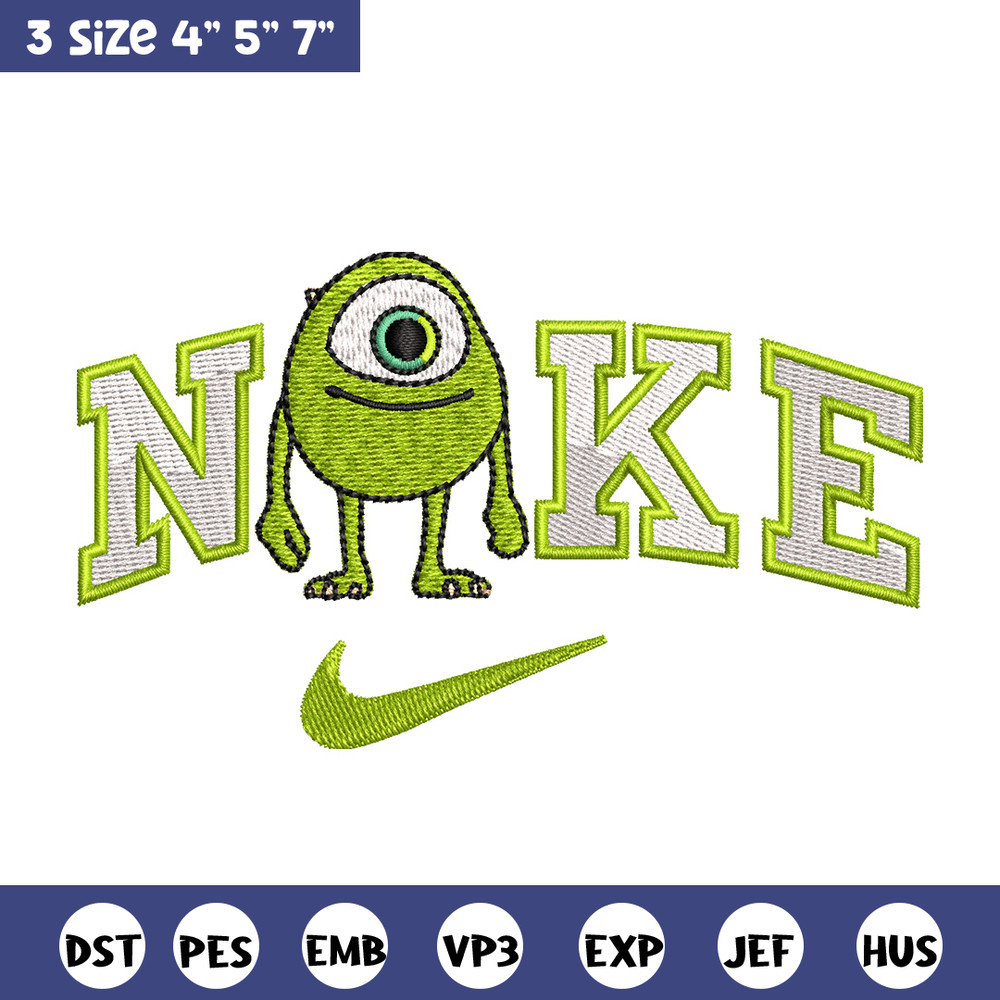 Nike x mike embroidery design, Disney monster embroidery, Nike design,Embroidery file,Embroidery shirt,Digital download.jpg