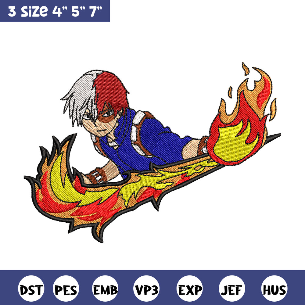 Shoto Todoroki Nike embroidery design, My hero academia embroidery, Nike design, anime design, Digital download.jpg