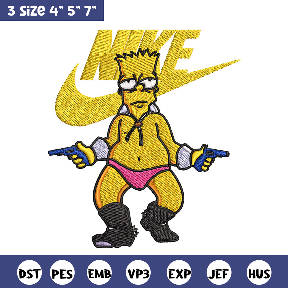 Simpson funny Nike Embroidery design, cartoon Embroidery, Nike design, Embroidery file, cartoon shirt, Instant download..jpg