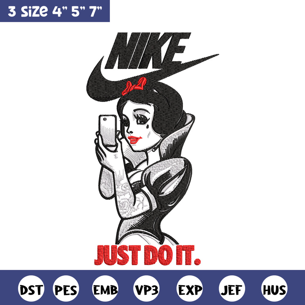 Snow white Nike Embroidery design, Snow white Embroidery, Nike design, Embroidery file, cartoon shirt, Instant download,.jpg