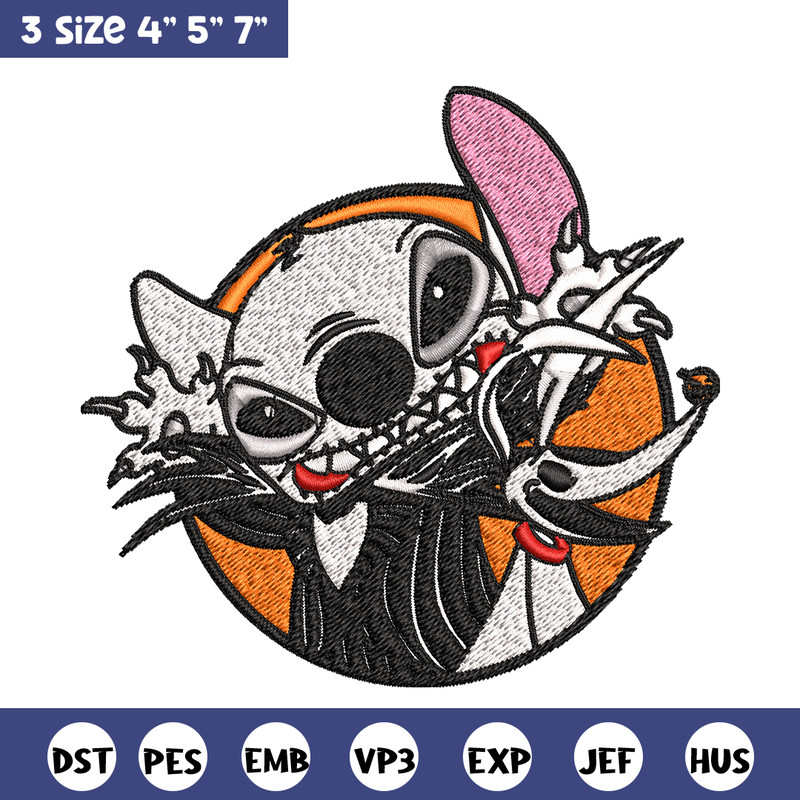 Stitch Jack Skellington Embroidery design, Halloween Embroidery, Embroidery File, cartoon design, Digital download..jpg