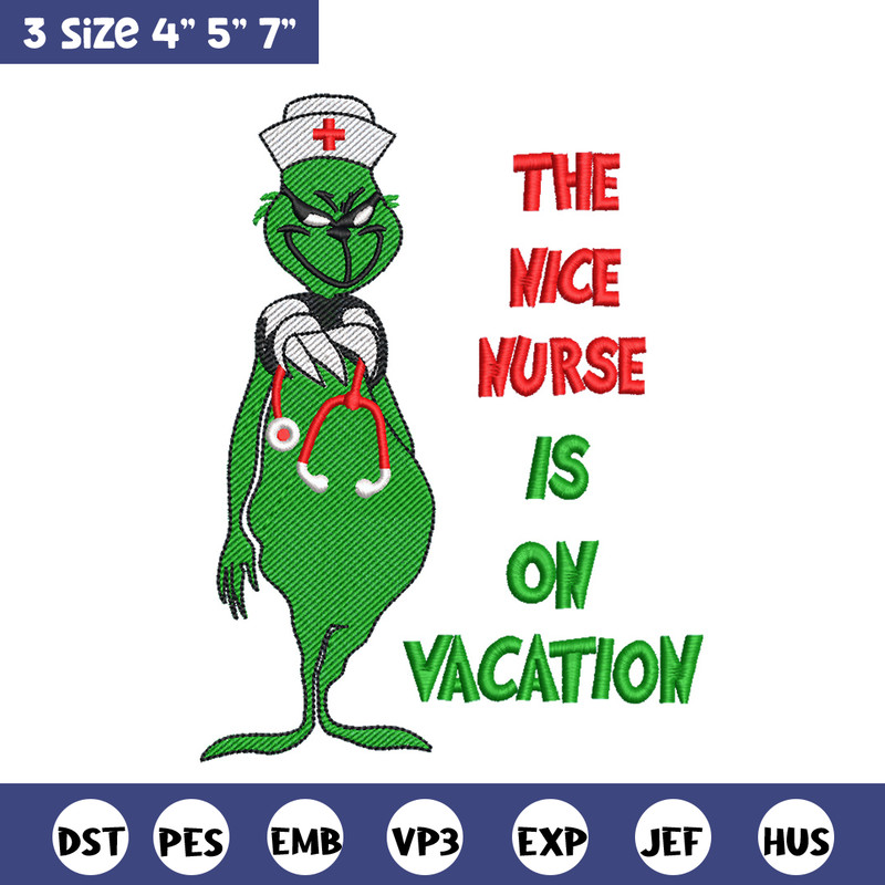The nice nurse embroidery design,Grinch embroidery,Chrismas design, Embroidery shirt, Embroidery file, Digital download.jpg