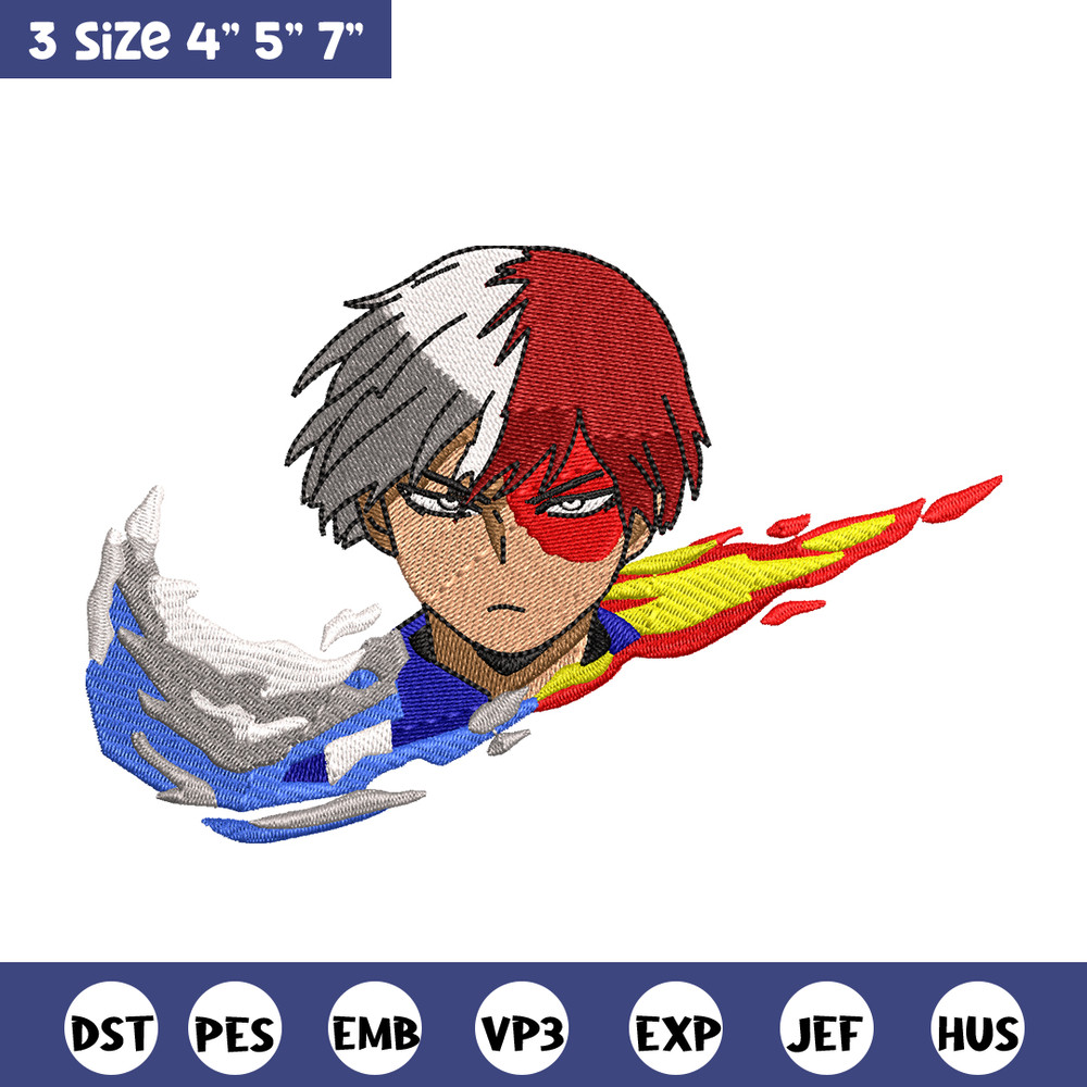 Todoroki Nike embroidery design, My hero academia embroidery, Nike design, anime design, anime shirt, Digital download.jpg