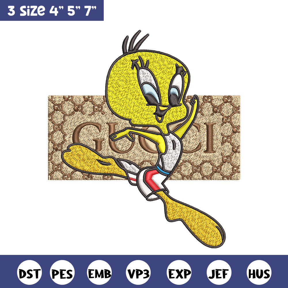 Tweety Gucci Embroidery design, Tweety Gucci cartoon Embroidery, cartoon design, Embroidery File, Digital download..jpg
