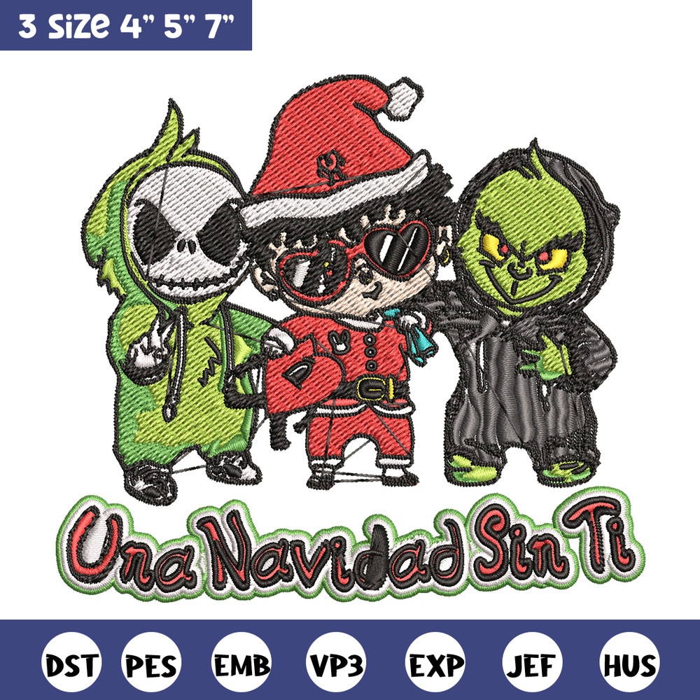 Una Navidad Sin Ti Grinch Embroidery design, Grinch christmas Embroidery, logo design, Embroidery File, Instant download.jpg