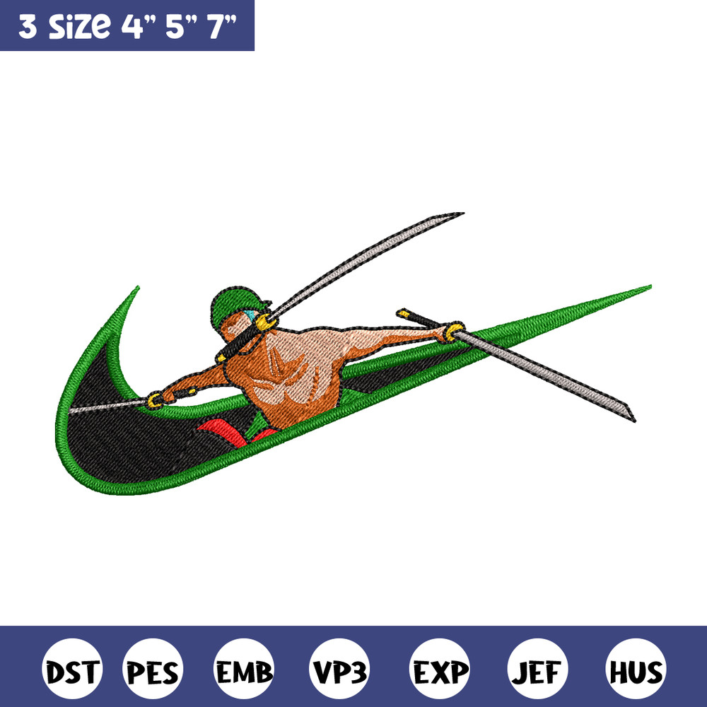 Zoro sword Nike embroidery design, One Piece embroidery, Nike design, anime design, anime shirt, Digital download.jpg