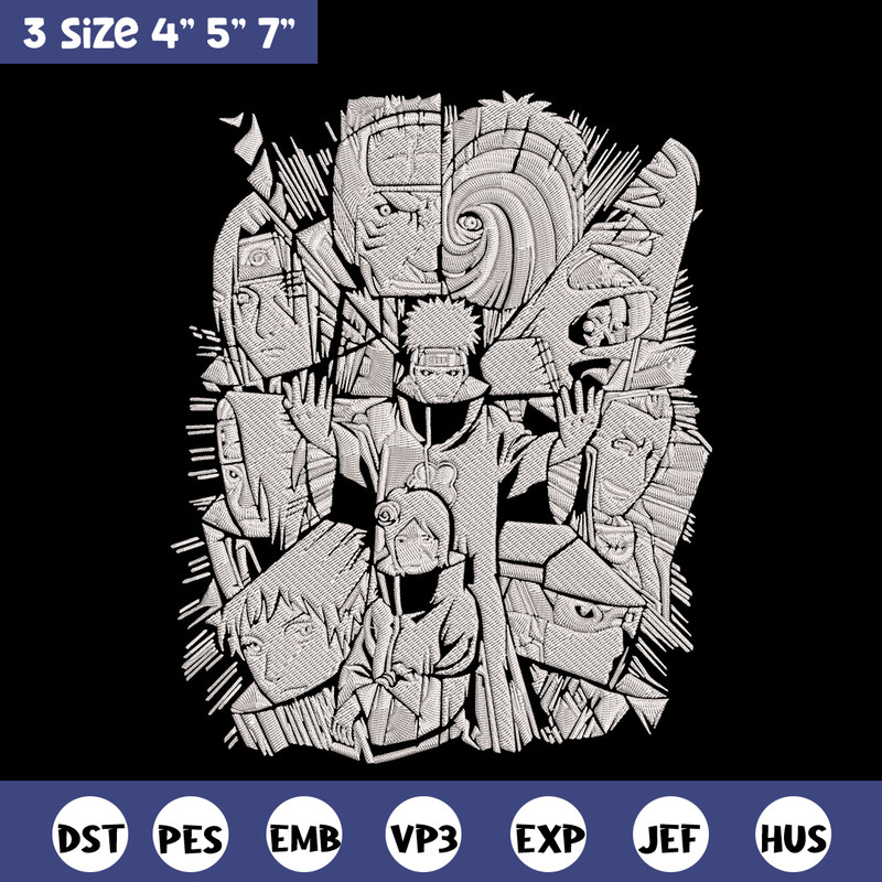 Akatsuki poster Embroidery Design, Naruto Embroidery, Embroidery File, Anime Embroidery, Anime shirt, Digital download.jpg